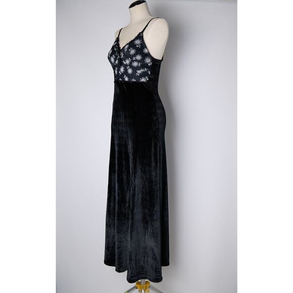 Vtg Y2K Helios Maxi Dress XS Velvet Witchy Goth Whimsigoth Fairy Grunge Floral - Picture 5 of 15